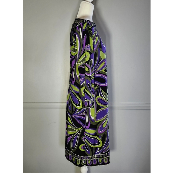 Sandra Darren Purple Green Cocktail Dress Knee-Length 3/4 Sleeve - Picture 2 of 5